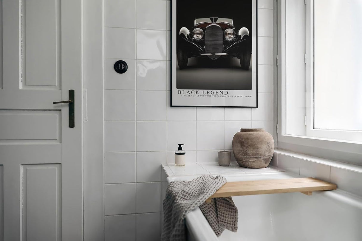 Paul Sinus Leinwandbild 80x120cm Black Legend Luxus-Oldtimer Kunstposter Eleganter Retro-Stil Automobil-Klassiker Zeitlose Ästhetik Hochwertige