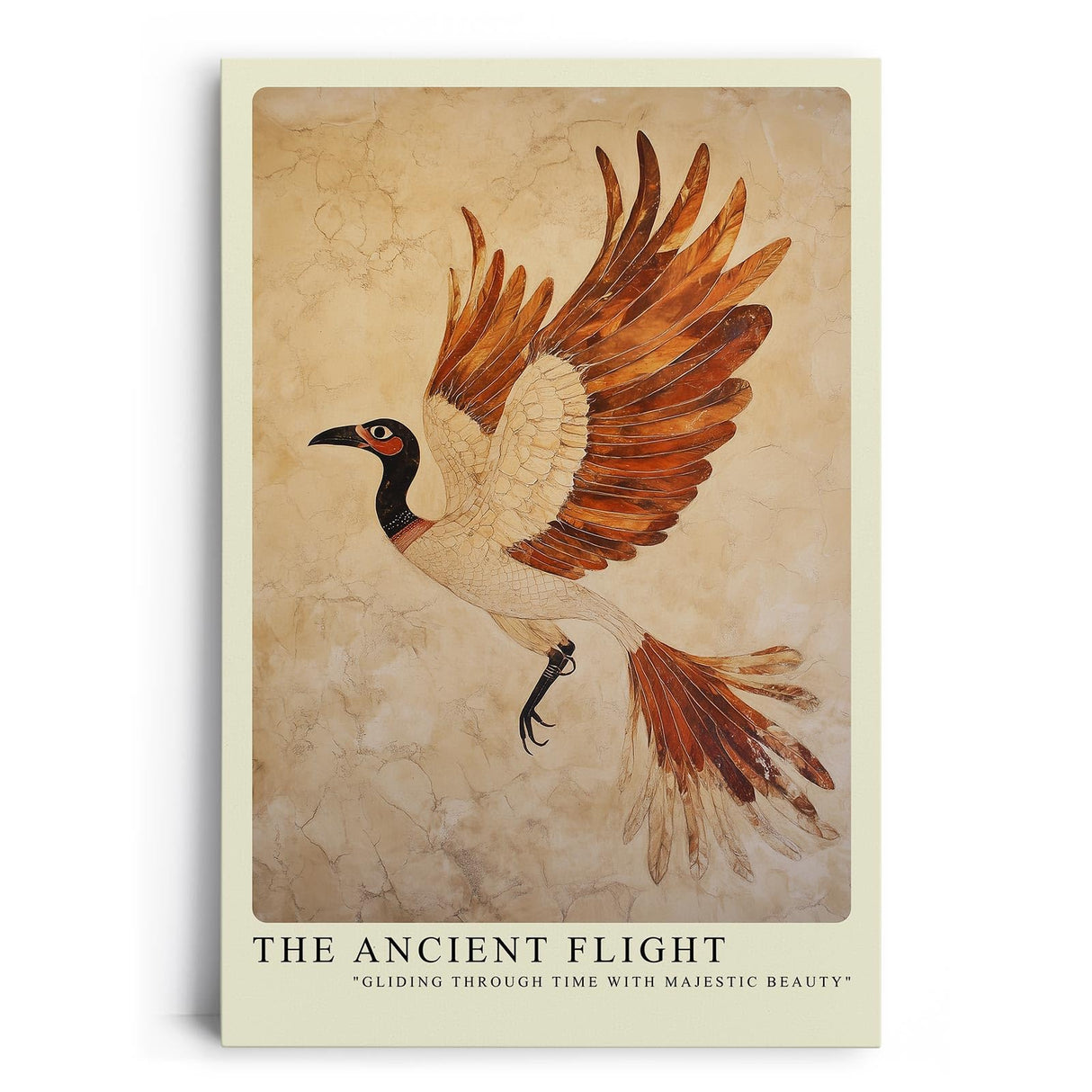 Paul Sinus Leinwandbild 60x90cm Der uralte Flug – Majestätischer Vogel in antiker Kunstoptik mit warmen Erdtönen und kunstvollen Strukturen