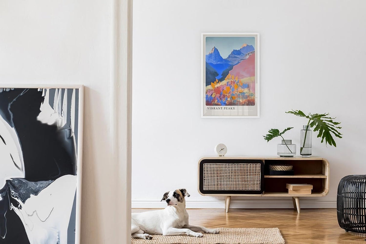 Paul Sinus Leinwandbild 80x120cm Farbige Berglandschaft lebendig modern abstrakt kunstvolle Wandkunst harmonische Farben faszinierende Natur imposant