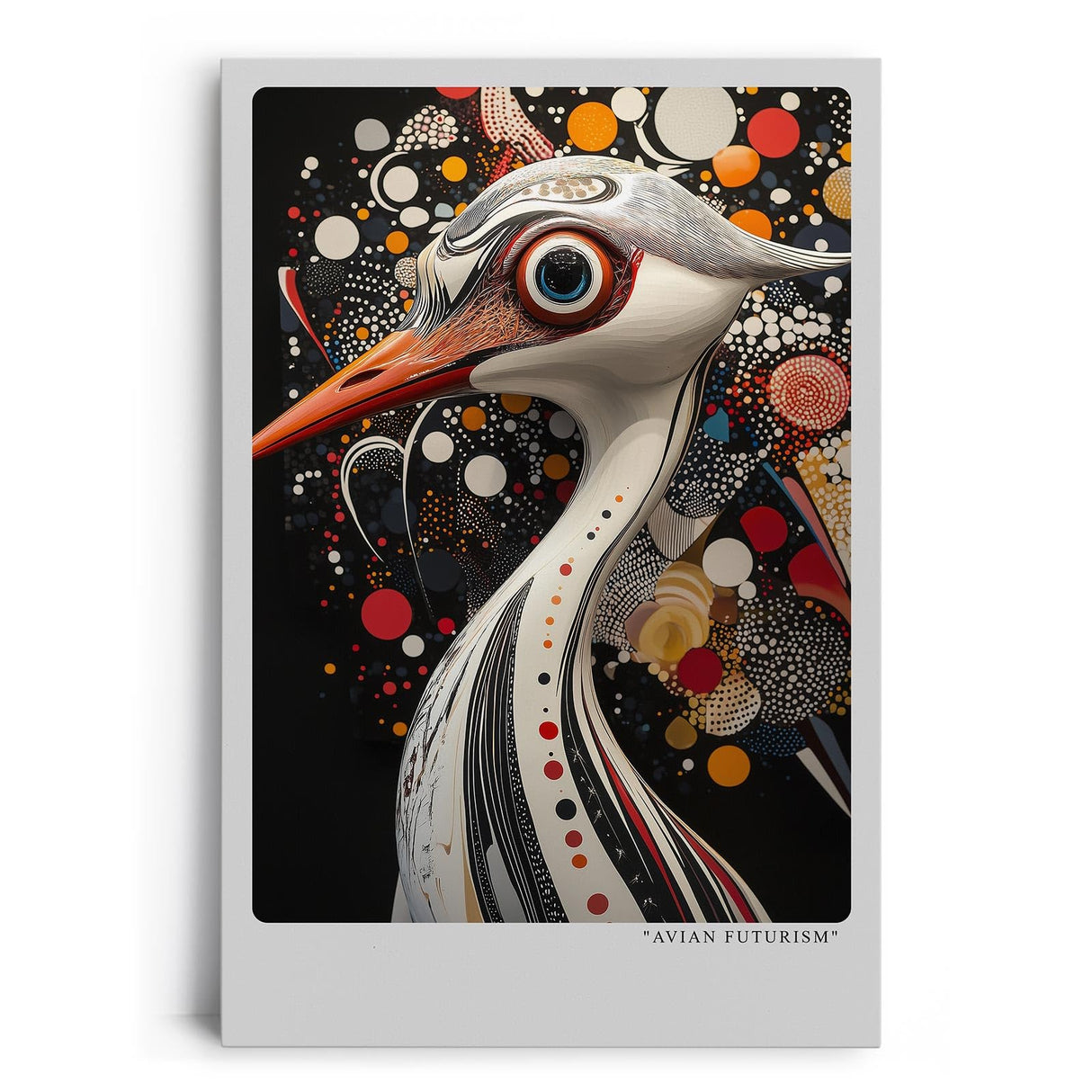 Paul Sinus Leinwandbild 40x60cm futuristische Darstellung eines abstrakten Vogels mit geometrischen Mustern, kunstvolle Wandkunst in modernem Design