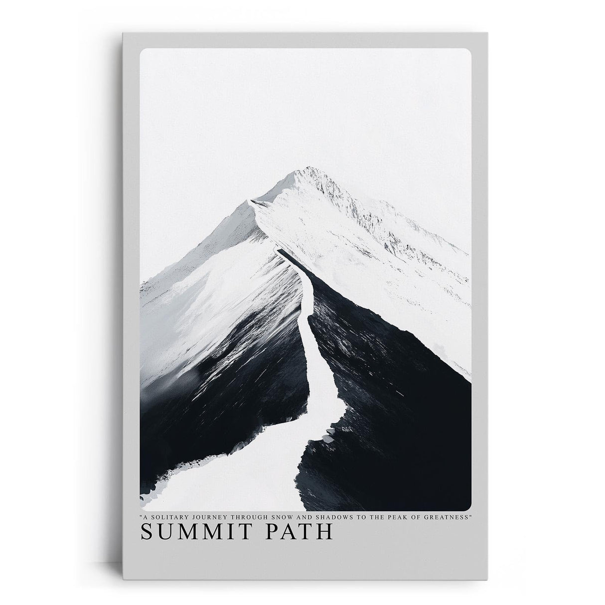 Paul Sinus Leinwandbild 60x90cm Gipfelpfad – Minimalistische Berglandschaft in Schwarz-Weiß mit kraftvoller Licht-Schatten-Dynamik