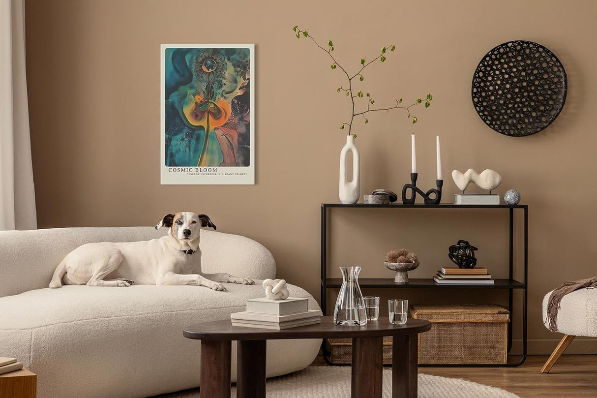 Paul Sinus Leinwandbild 40x60cm kosmische Blüte in leuchtenden Farben mit surrealen Strukturen – kunstvolles Leinwandbild für moderne Raumgestaltung