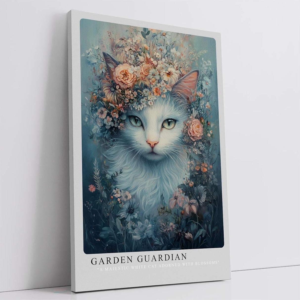 Paul Sinus Leinwandbild 60x90cm Blühende Katze mystisch elegant surreal kunstvolle Wandkunst sanfte Farben harmonisch detailreich faszinierend