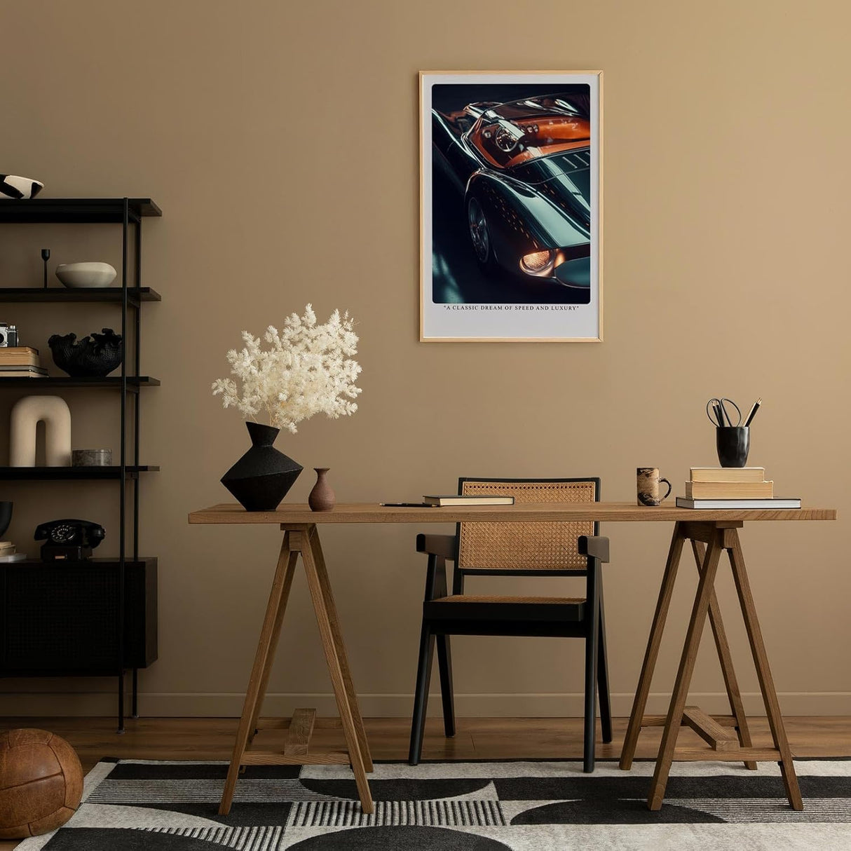 Paul Sinus Leinwandbild 60x90cm Leinwandbild Klassischer Traum aus Geschwindigkeit und Luxus – Elegantes Retro-Sportwagen-Design, glänzende Karosserie