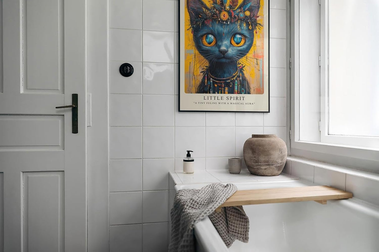 Paul Sinus Leinwandbild 40x60cm mystische Katze spirituell geheimnisvoll kunstvolle Wandkunst intensiv farbenfroh faszinierend ausdrucksstark tribal