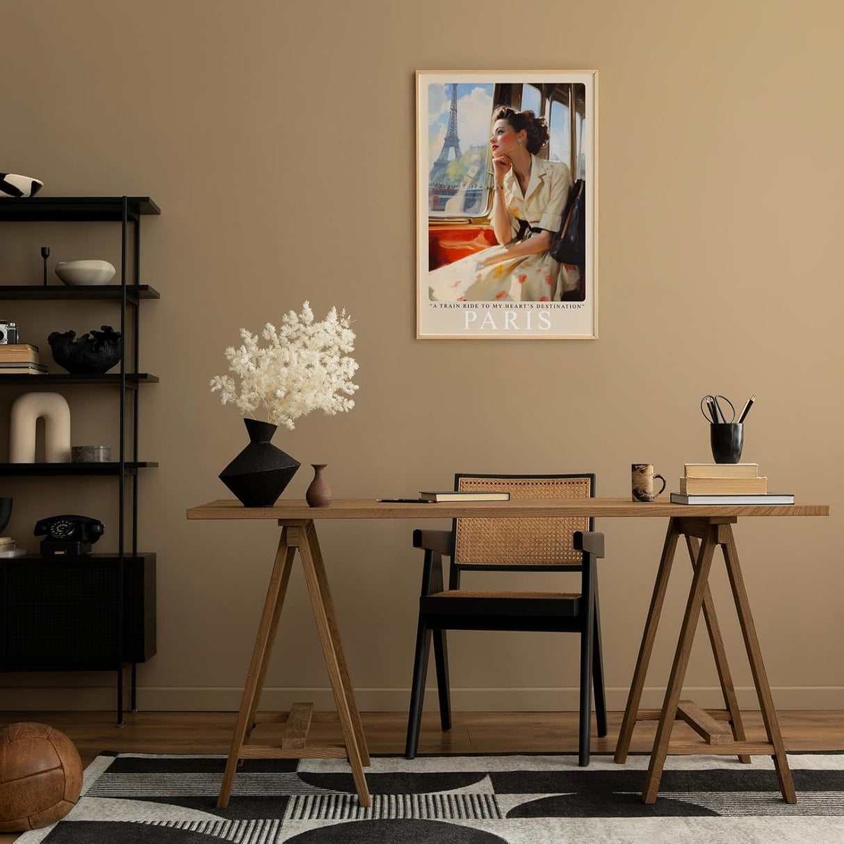 Paul Sinus Leinwandbild 40x60cm Paris – Nostalgie, Eleganz, Romantik, Frankreich, Reise, Retro, Vintage, Zug, Mode, 50er Jahre, Stil, Liebe, Sehnsucht