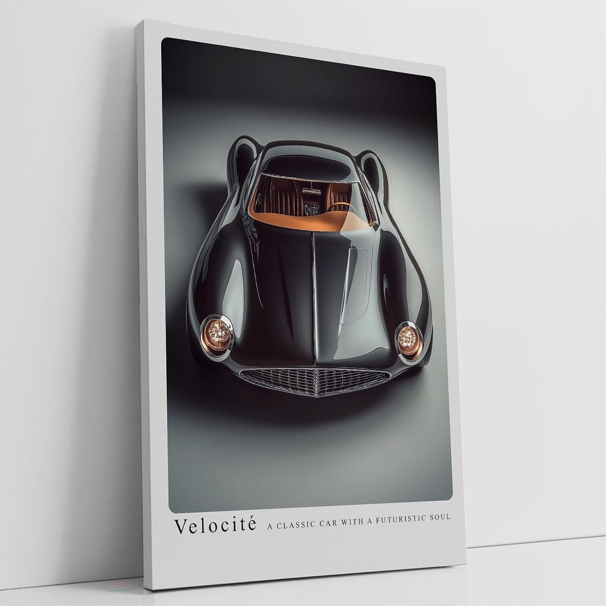 Paul Sinus Leinwandbild 80x120cm Velocité klassischer Sportwagen futuristisch schwarz elegant Retro Luxus Design