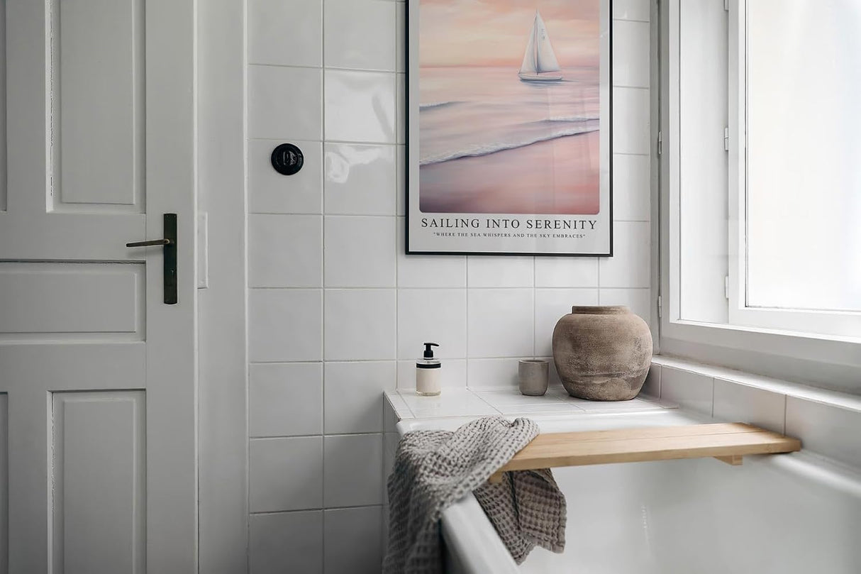 Paul Sinus Leinwandbild 60x90cm malerische Segelboot-Szene mit sanften Pastelltönen, beruhigende Wandkunst mit ruhiger Meereslandschaft