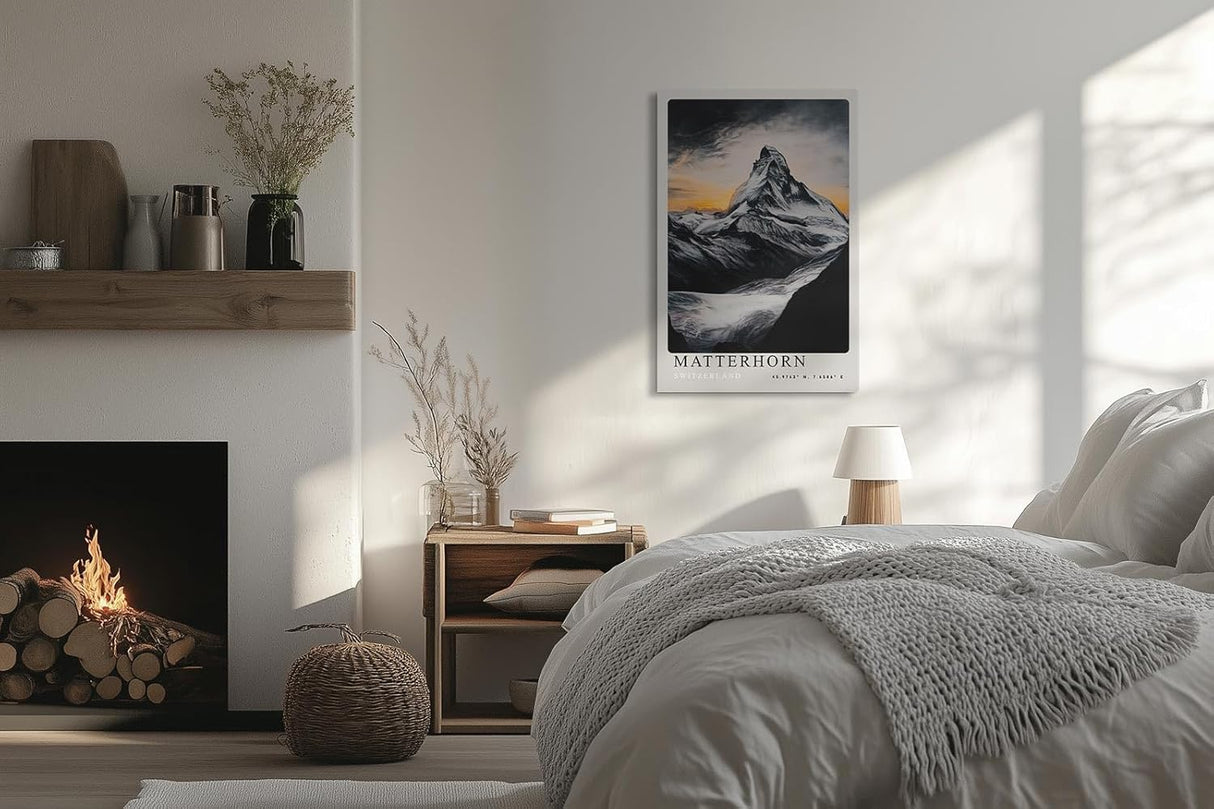 Paul Sinus Leinwandbild 80x120cm Matterhorn – Majestätische Berglandschaft in dramatischem Licht und kontrastreichen Tönen