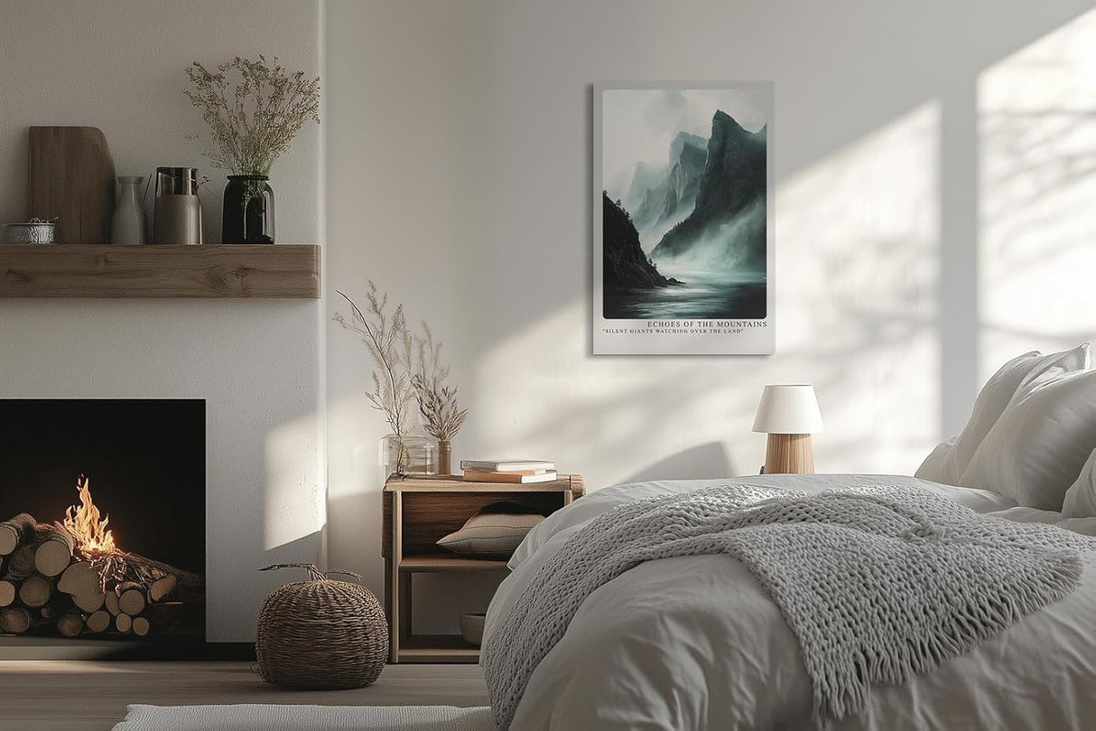 Paul Sinus Leinwandbild 40x60cm Monumentale Bergwelt – Dramatische Felslandschaft im Nebel mit mystischer Atmosphäre und kraftvoller Naturdarstellung