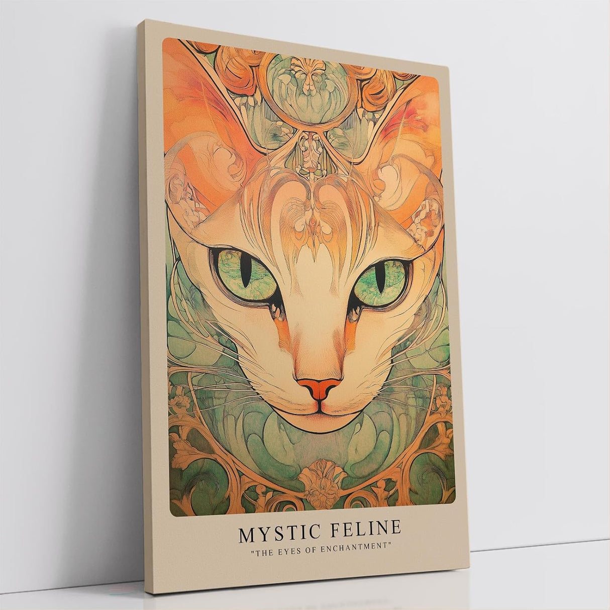 Paul Sinus Leinwandbild 80x120cm Mystische Katze kunstvoll surreal faszinierend hypnotisch elegantes Design stilvolle Wandkunst harmonische Farben