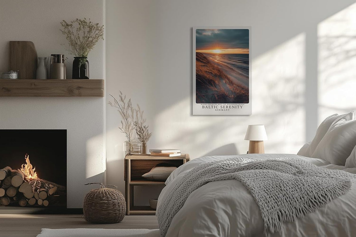 Paul Sinus Leinwandbild 40x60cm Ostsee-Romantik bei Sonnenuntergang – Malerische Dünenlandschaft mit Meeresblick und goldenem Licht