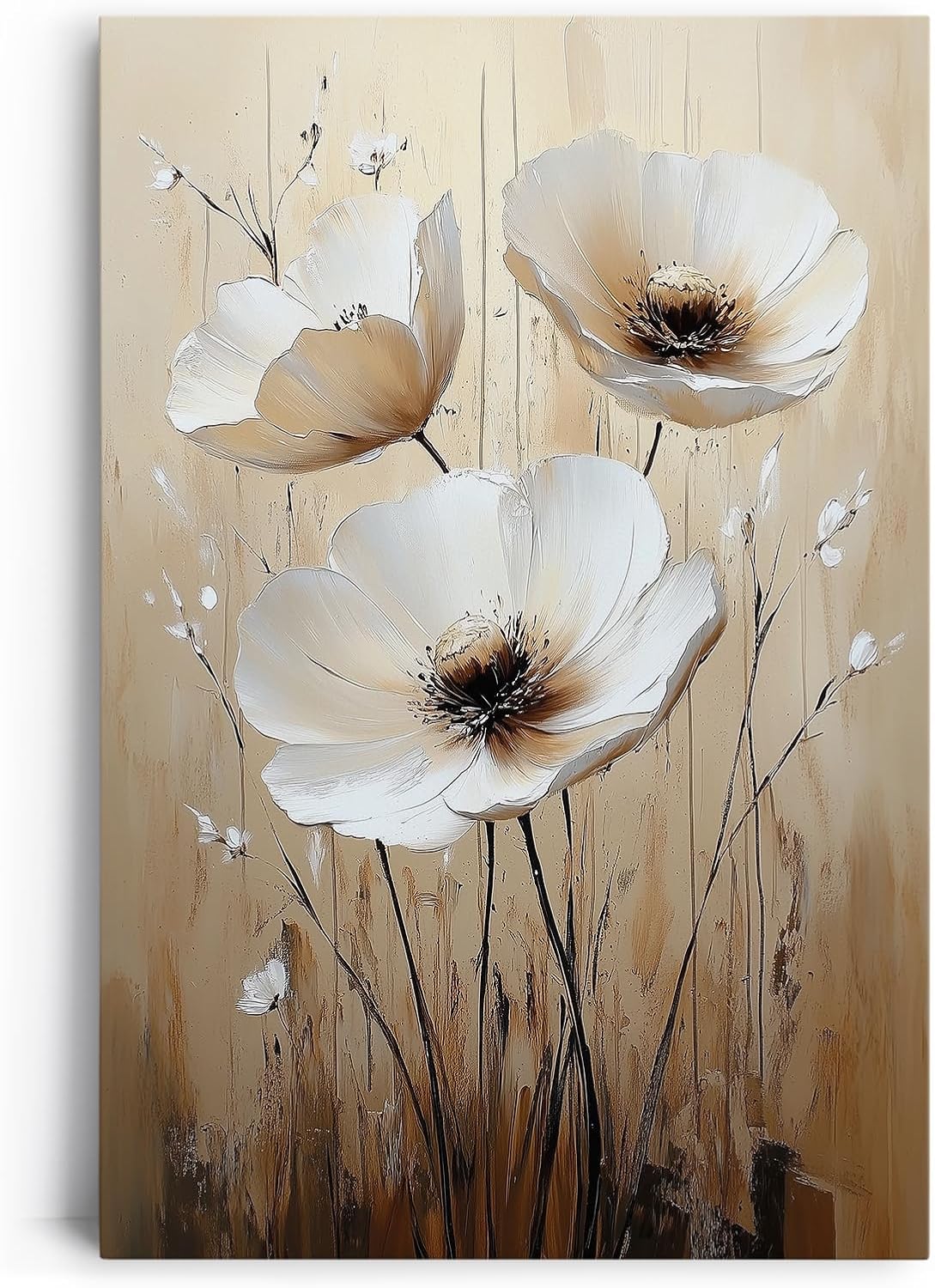 Paul Sinus 60x90cm Wandbild Anemonen in Beige Braun – Eindrucksvolle Wandpoesie mit stilvoller Blume