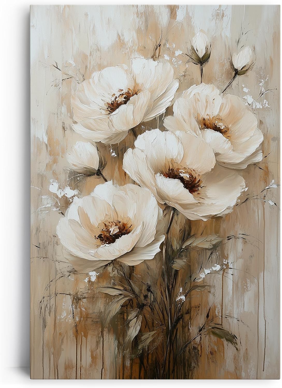 Paul Sinus 60x90cm Wandbild Blütenzauber in Beige – Exklusive Wohnkunst mit natürlicher Schönheit Blume