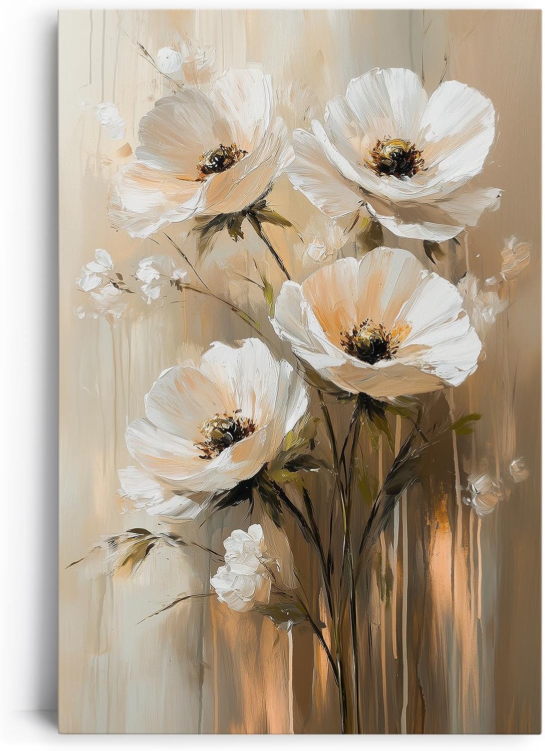 Paul Sinus 60x90cm Wandbild Elegante Blüten in Beige – Zeitlose Blumenkomposition mit stilvoller Blume
