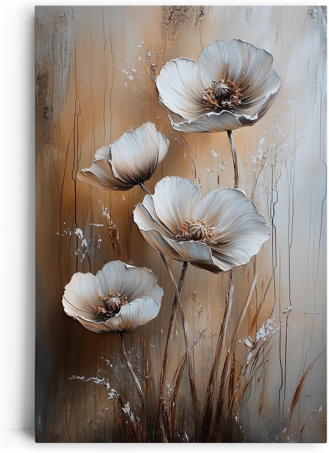 Paul Sinus 60x90cm Wandbild Eleganz der Blüten in Beige Braun – Exklusives Highlight mit floraler Kunst Blume