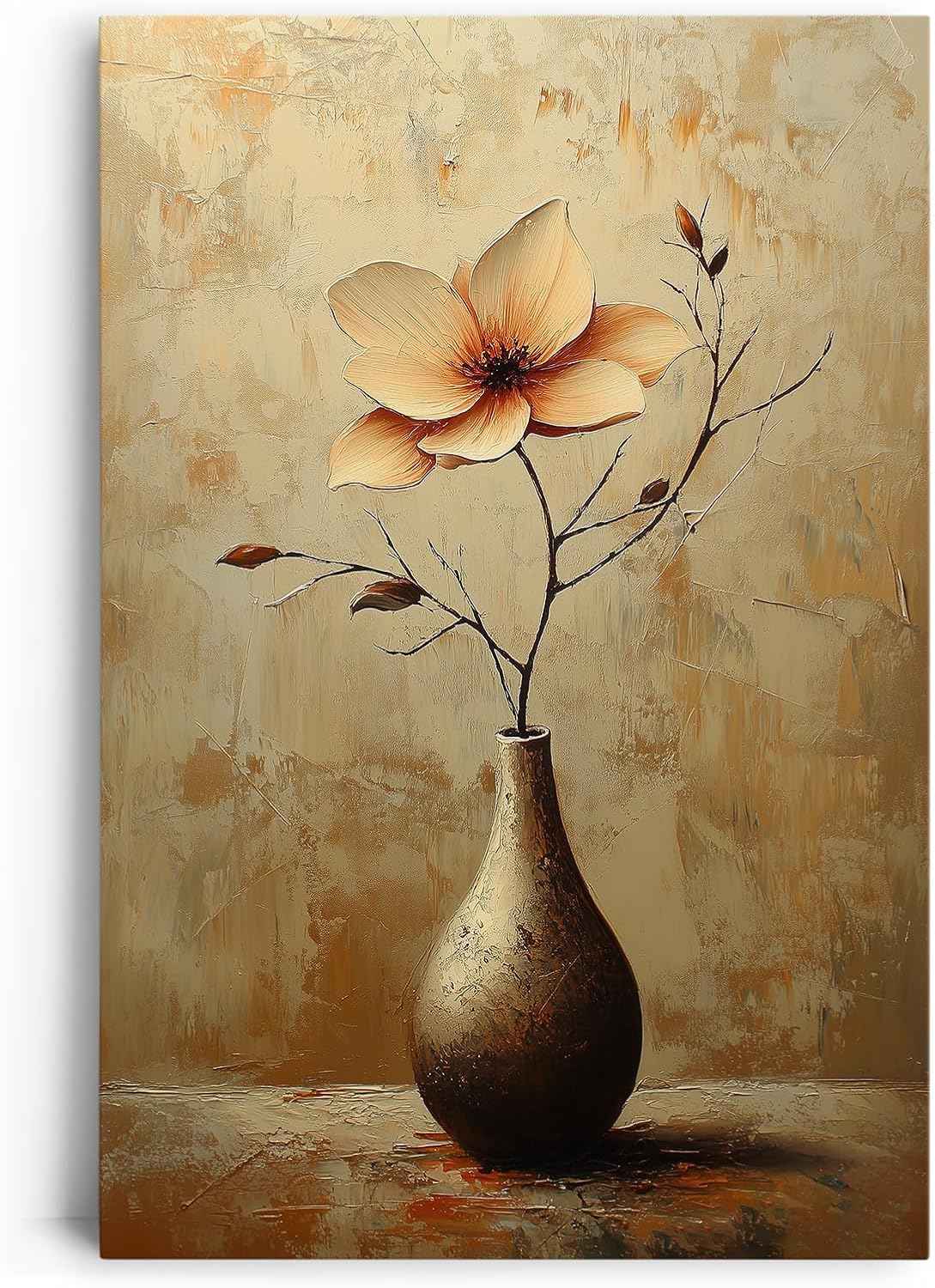 Paul Sinus 60x90cm Wandbild Goldene Harmonie – Elegante Einzelblume in Braun und Beige als stilvolle Wanddeko mit Fokuskeyword