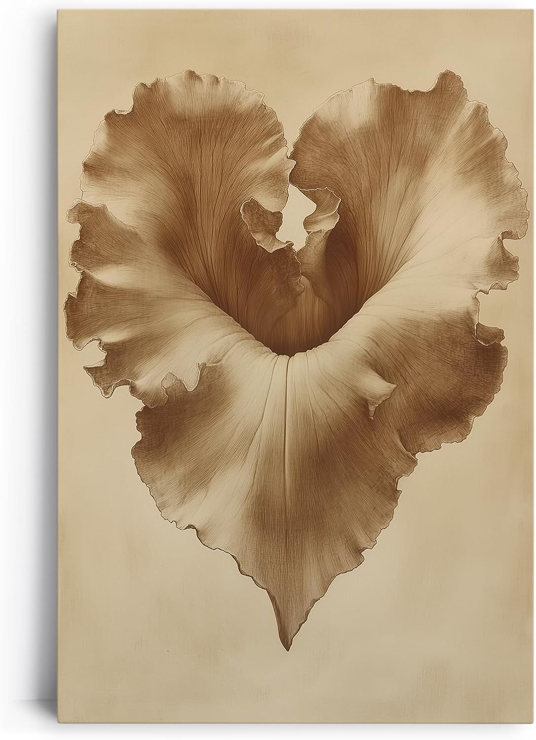 Paul Sinus 60x90cm Wandbild Herzblatt in Sepia – Ausdrucksstarke Naturform mit floraler Anmut Blume