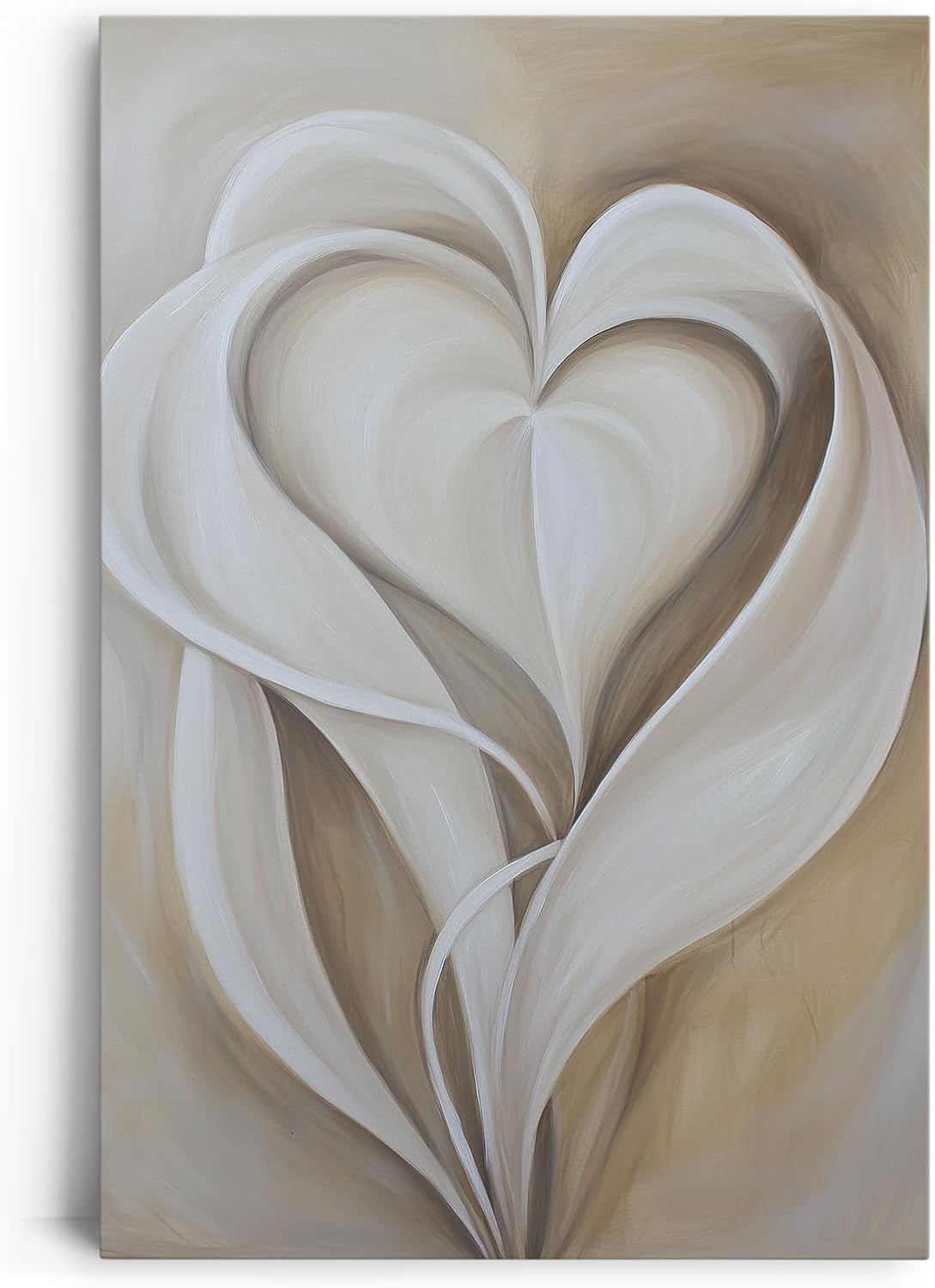 Paul Sinus 60x90cm Wandbild Herzblätter in Beige – Sanfte Formen mit moderner floraler Eleganz Blume