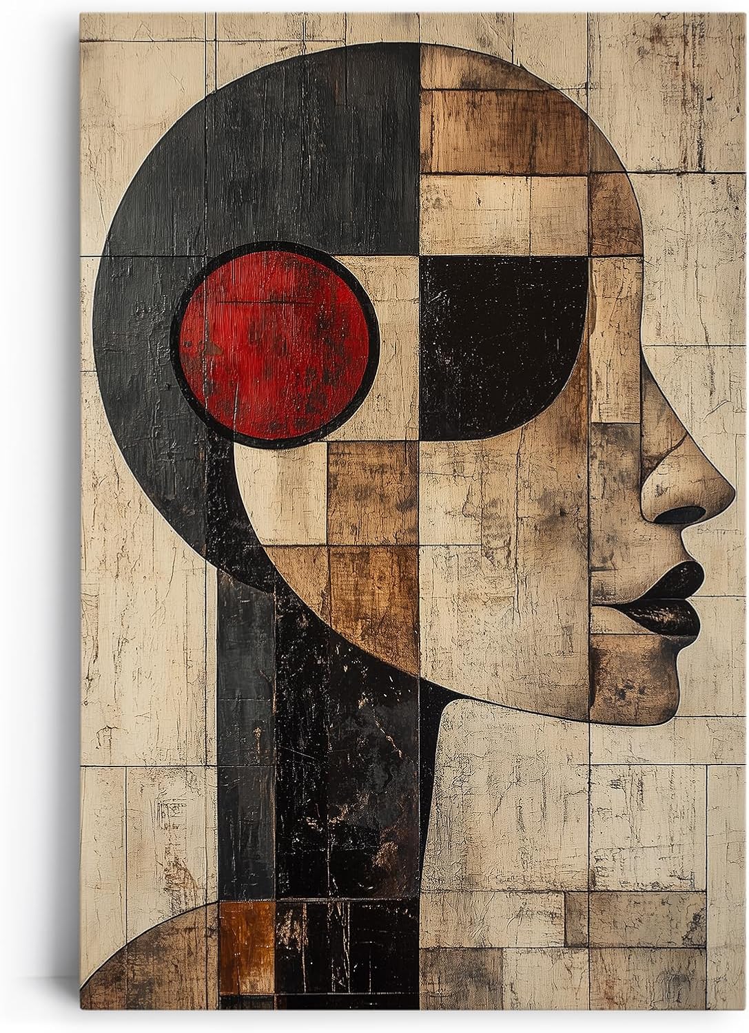 Paul Sinus 60x90cm Wandbild Zeitloser Blick – Modernes Kopfporträt als abstrakte Kunst auf Leinwand Holzrahmen