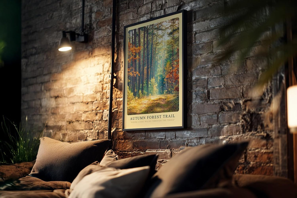 Paul Sinus Kunstdruck 40x60cm Autumn Forest Trail Wald Herbst Lichtstimmung Bäume Naturweg Farbenspiel