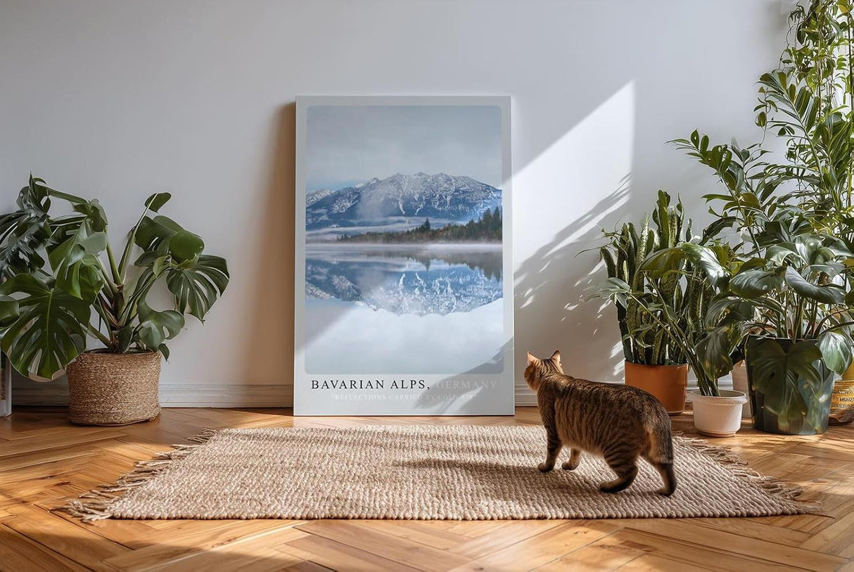 Paul Sinus Kunstdruck 40x60cm Bavarian Alps Germany Bergsee Spiegelung Alpen Natur Himmel Schnee