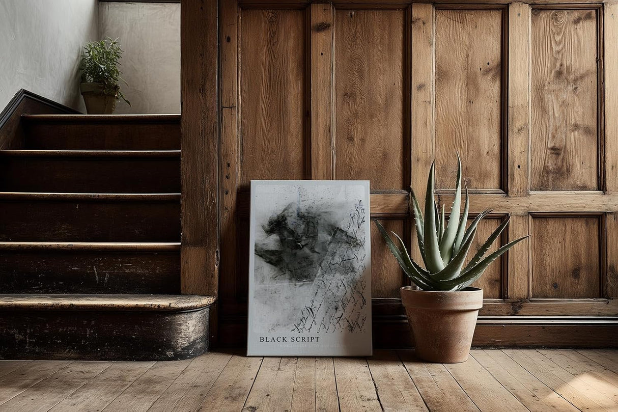 Paul Sinus Kunstdruck 40x60cm Black Script Schrift Asche Grau Text Kunst Worte Bewegung