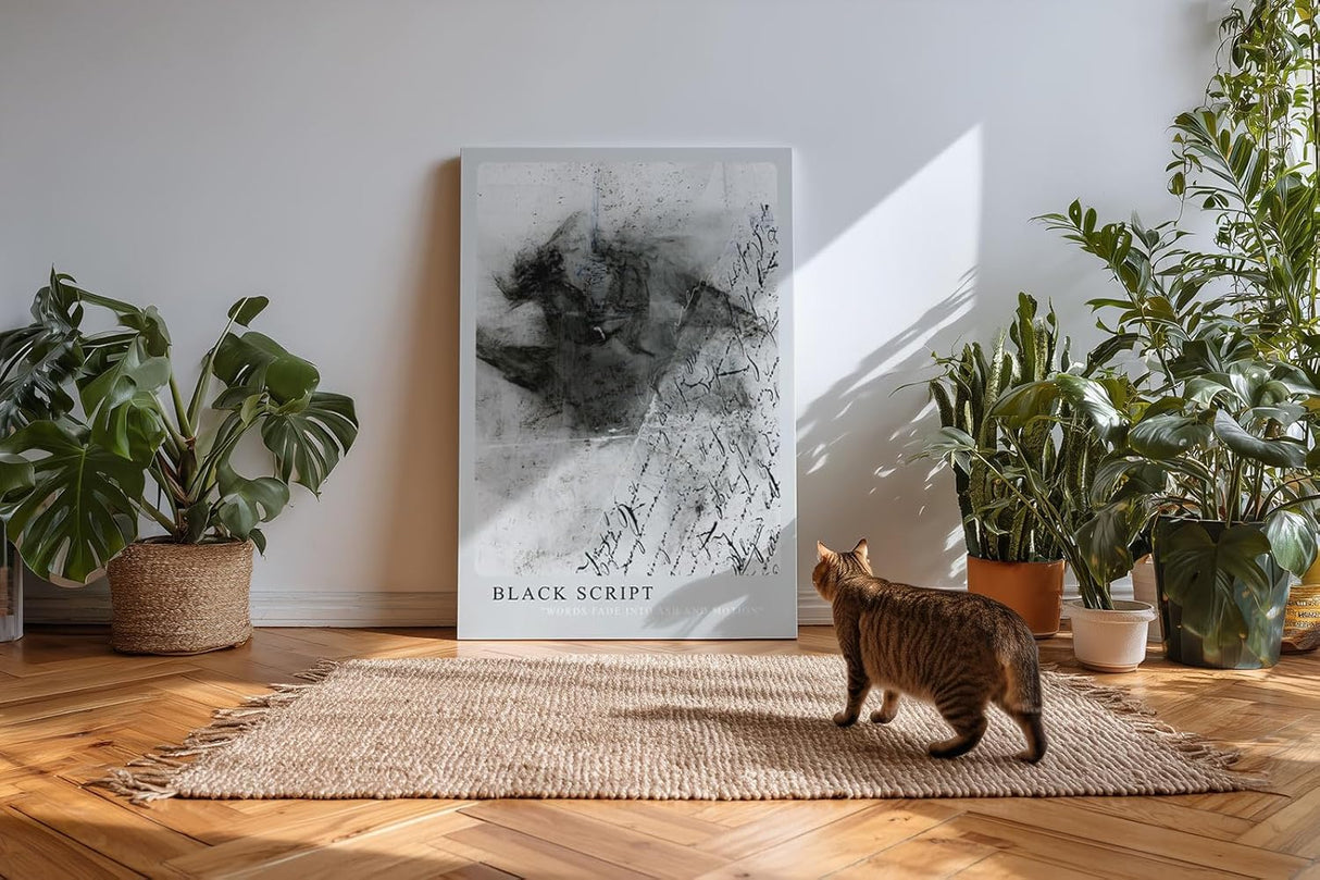 Paul Sinus Kunstdruck 40x60cm Black Script Schrift Asche Grau Text Kunst Worte Bewegung