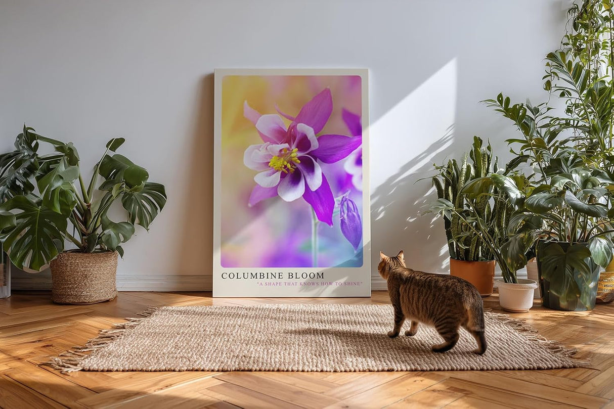 Paul Sinus Kunstdruck 40x60cm Columbine Bloom Nahaufnahme einer Akeleiblüte in zarten Farben mit Pastellhintergrund