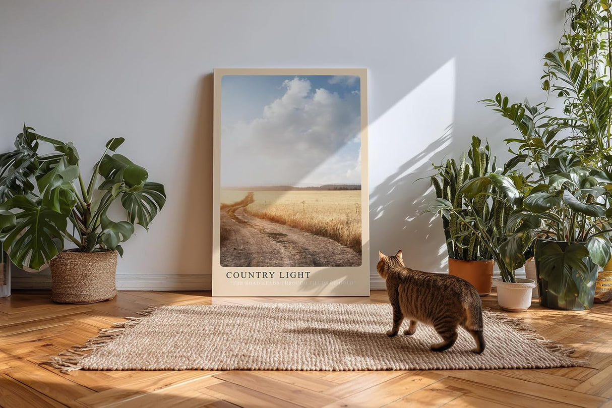 Paul Sinus Kunstdruck 40x60cm Country Light Feldweg in goldener Landschaft unter weitem Himmel