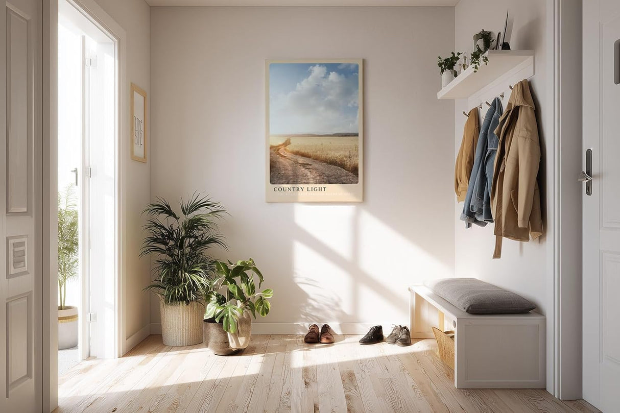 Paul Sinus Kunstdruck 40x60cm Country Light Feldweg in goldener Landschaft unter weitem Himmel