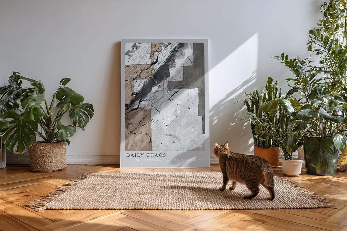 Paul Sinus Kunstdruck 40x60cm Daily Chaos mit abstrakter Collage aus Zeitung Papier und Tusche