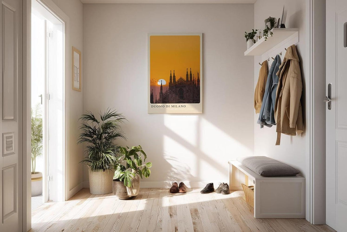 Paul Sinus Kunstdruck 40x60cm Duomo di Milano – Der Mailänder Dom im Sonnenuntergang als Silhouette vor goldenem Himmel
