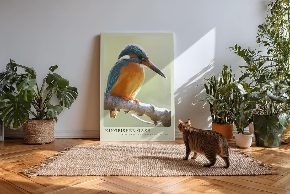 Paul Sinus Kunstdruck 40x60cm Eisvogel auf Ast im Licht – Ruhe, Farbe und Konzentration in einem Moment eingefangen