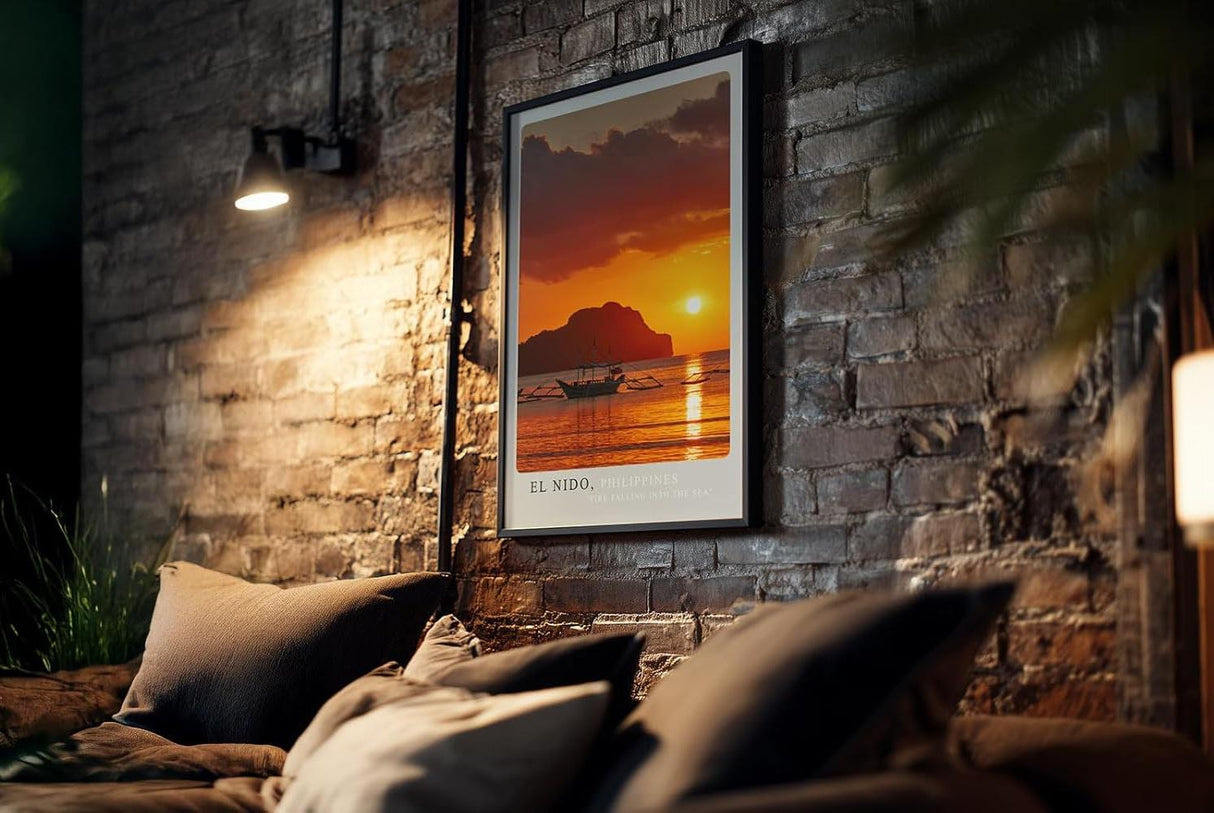 Paul Sinus Kunstdruck 40x60cm El Nido Sonnenuntergang – Feuer am Horizont über dem Meer der Philippinen
