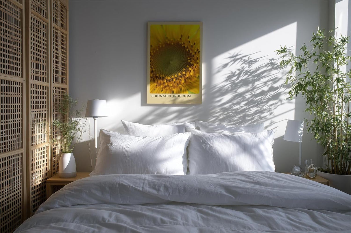 Paul Sinus Kunstdruck 40x60cm Fibonacci in Bloom Sonnenblume Makro Gelb Natur Geometrie Bruchstruktur