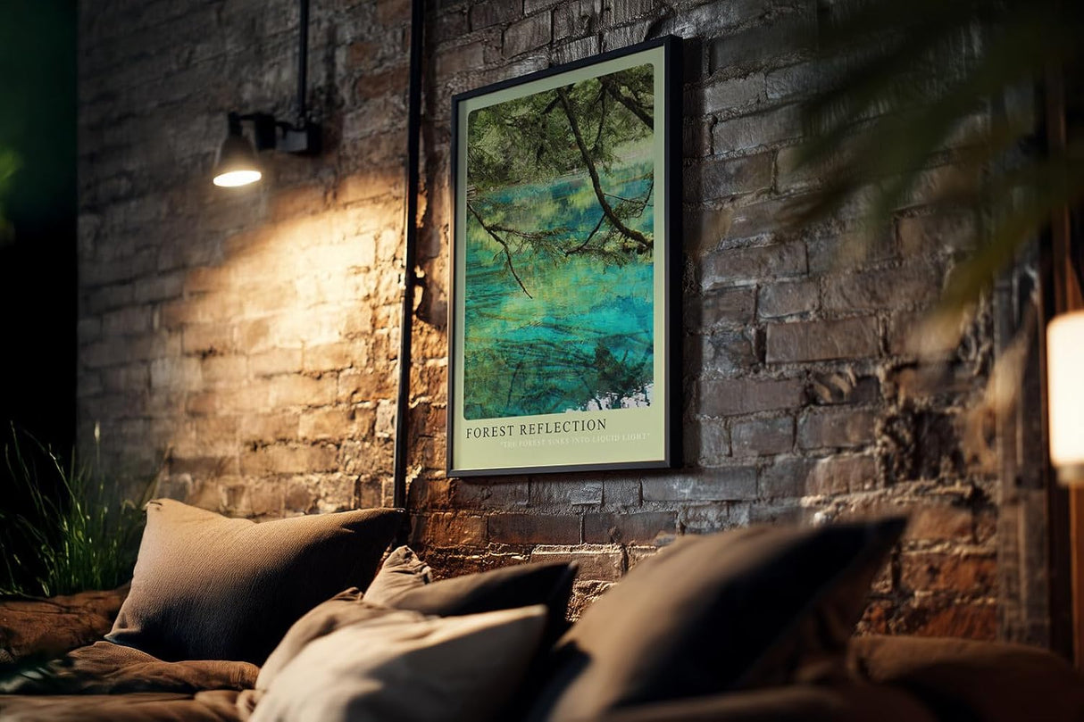 Paul Sinus Kunstdruck 40x60cm Forest Reflection Baumspiegelung im klaren Wasser mit türkisgrünem Schimmer
