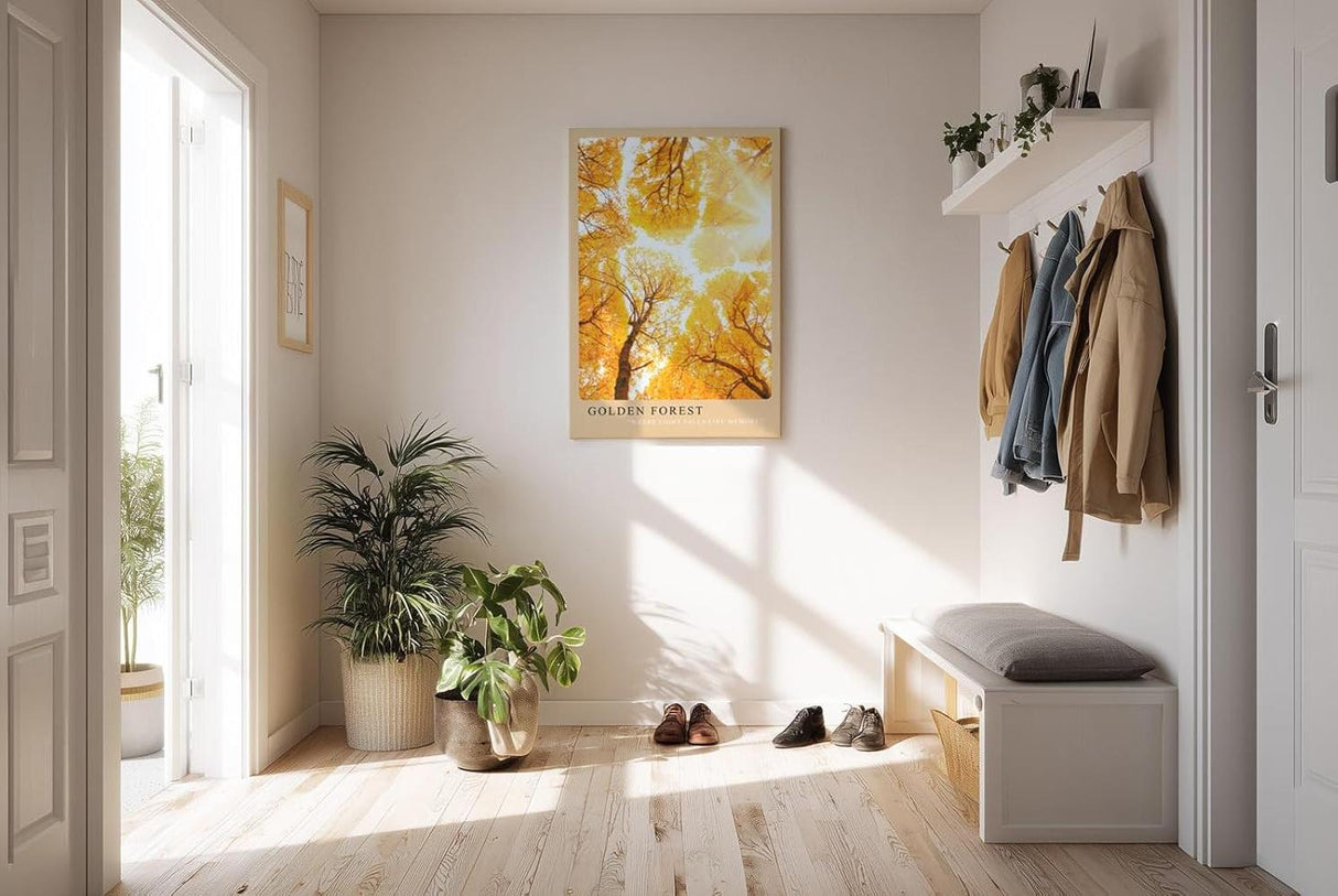 Paul Sinus Kunstdruck 40x60cm Golden Forest – herbstlicher Laubwald im goldenen Sonnenlicht