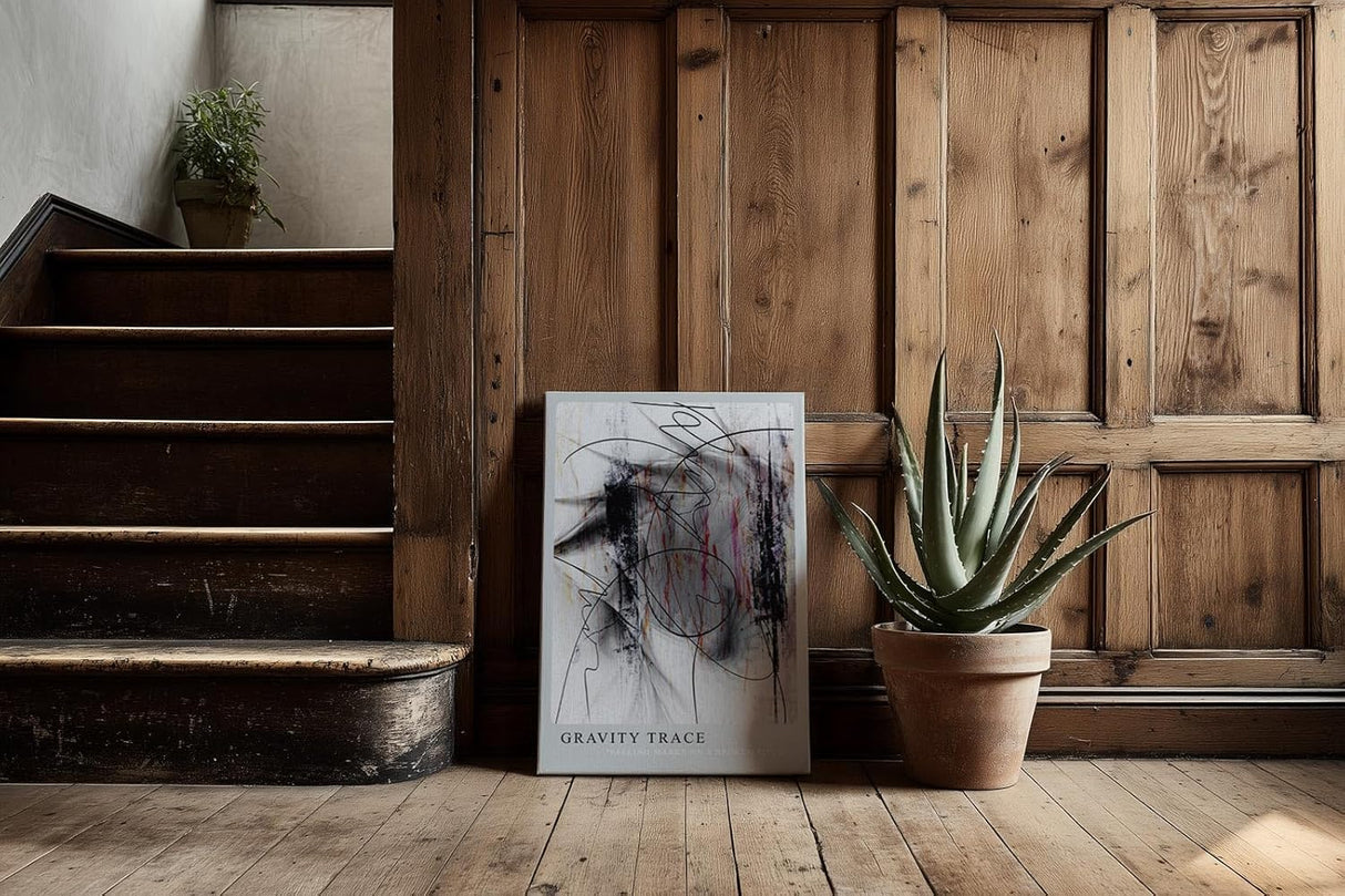 Paul Sinus Kunstdruck 40x60cm Gravity Trace Schwarz Weiß Linie Fall Struktur Abstrakt Bewegung