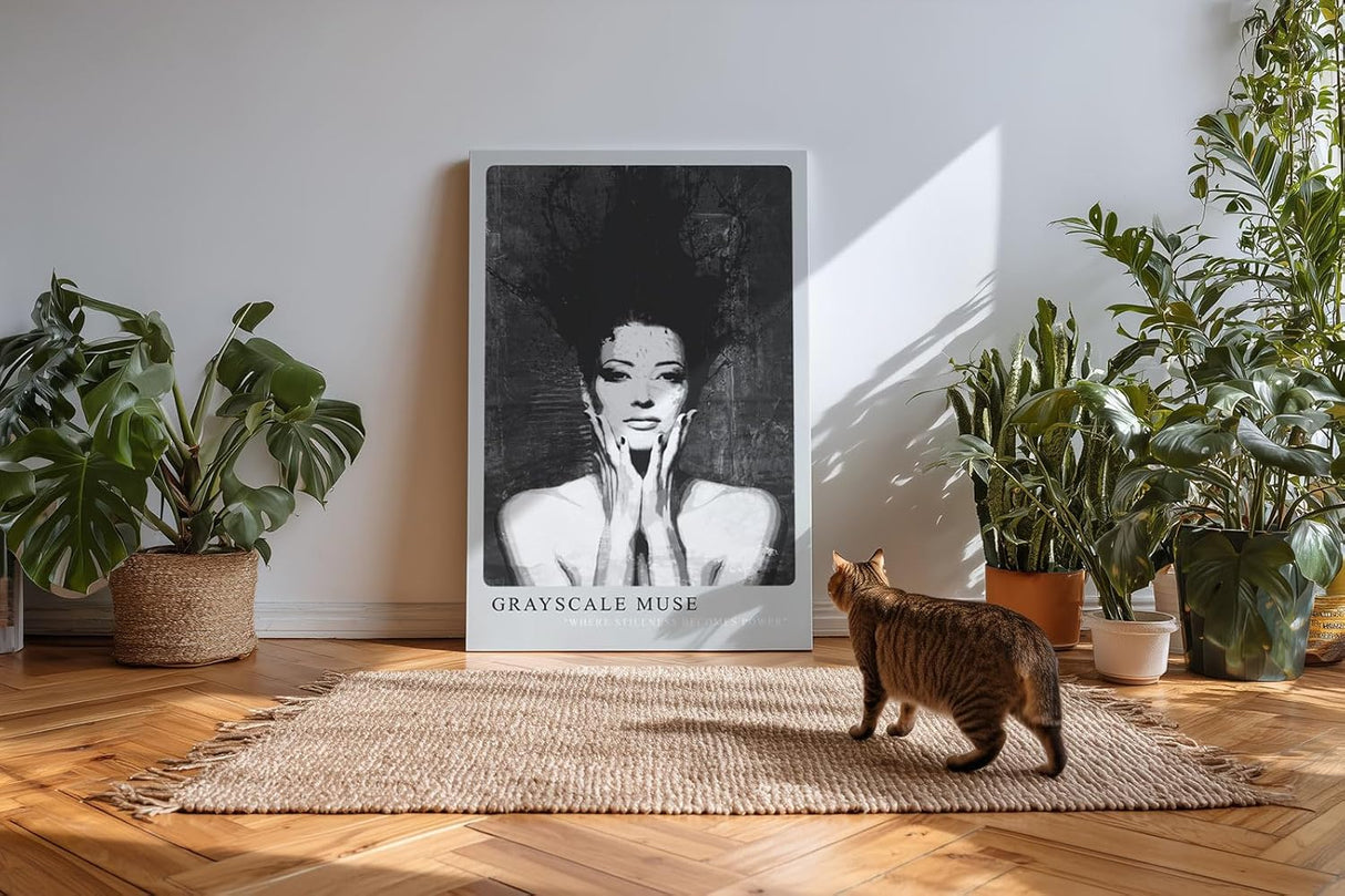 Paul Sinus Kunstdruck 40x60cm Grayscale Muse Porträt in Schwarz-Weiß Stillness Becomes Power