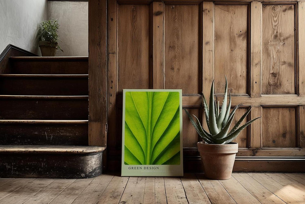 Paul Sinus Kunstdruck 40x60cm Green Design mit Makroaufnahme eines grünen Blattes