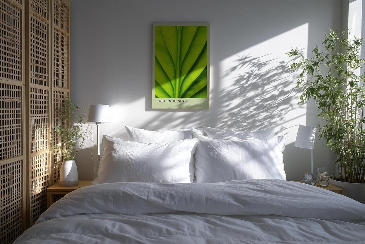 Paul Sinus Kunstdruck 40x60cm Green Design mit Makroaufnahme eines grünen Blattes
