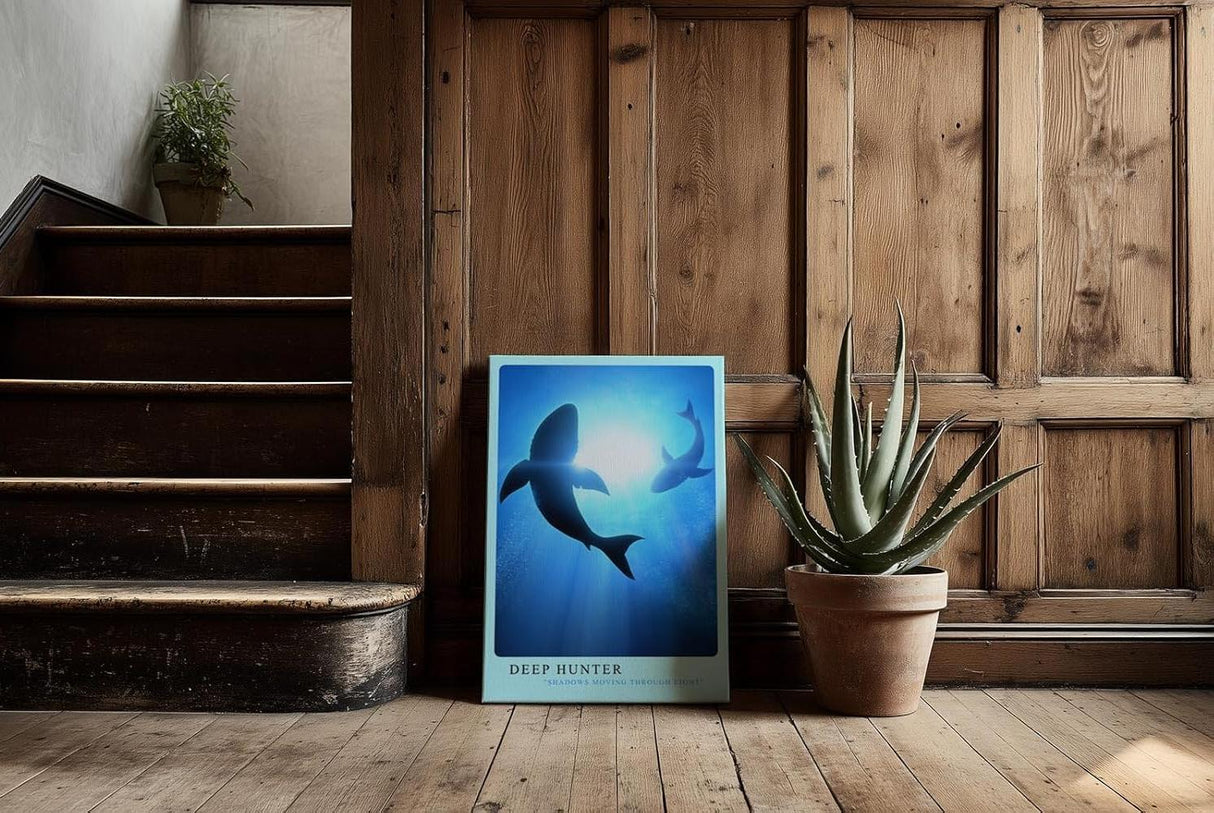 Paul Sinus Kunstdruck 40x60cm Hai Meer Unterwasser Silhouette Jäger Ozean Deep Hunter