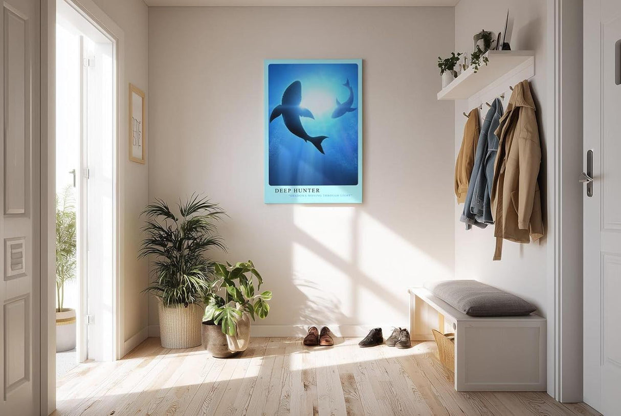 Paul Sinus Kunstdruck 40x60cm Hai Meer Unterwasser Silhouette Jäger Ozean Deep Hunter