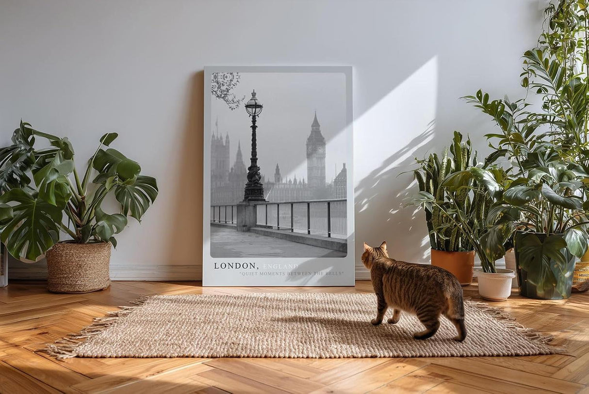 Paul Sinus Kunstdruck 40x60cm London England Big Ben Schwarzweiß Stadt Nostalgie Regen