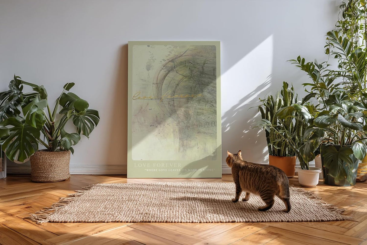 Paul Sinus Kunstdruck 40x60cm Love Forever Stein Beige Schrift Emotion Erinnerung Zeit