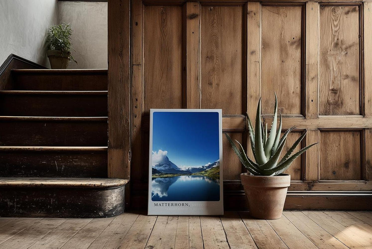 Paul Sinus Kunstdruck 40x60cm Matterhorn – Schweizer Berglandschaft mit Spiegelung im klaren Bergsee
