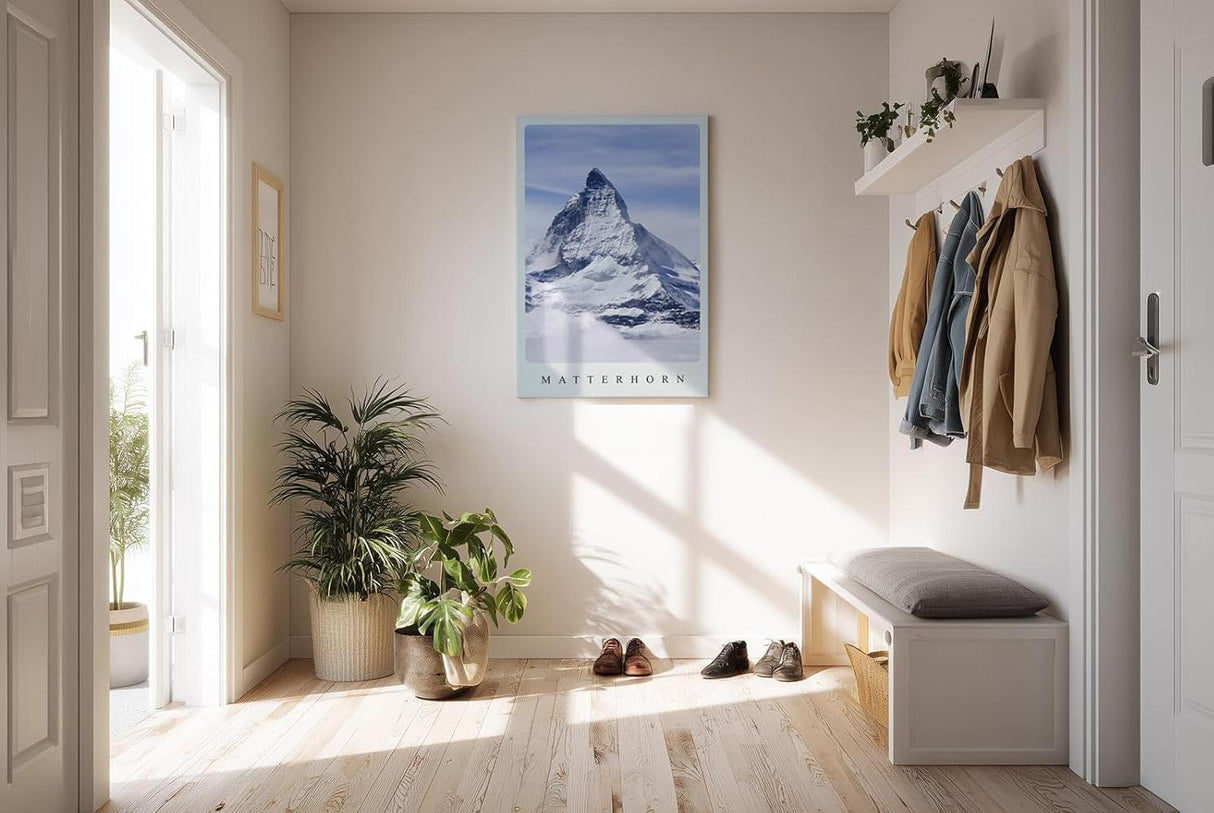 Paul Sinus Kunstdruck 40x60cm Matterhorn – winterliches Bergmassiv mit Schneegipfel und Wolkenstruktur