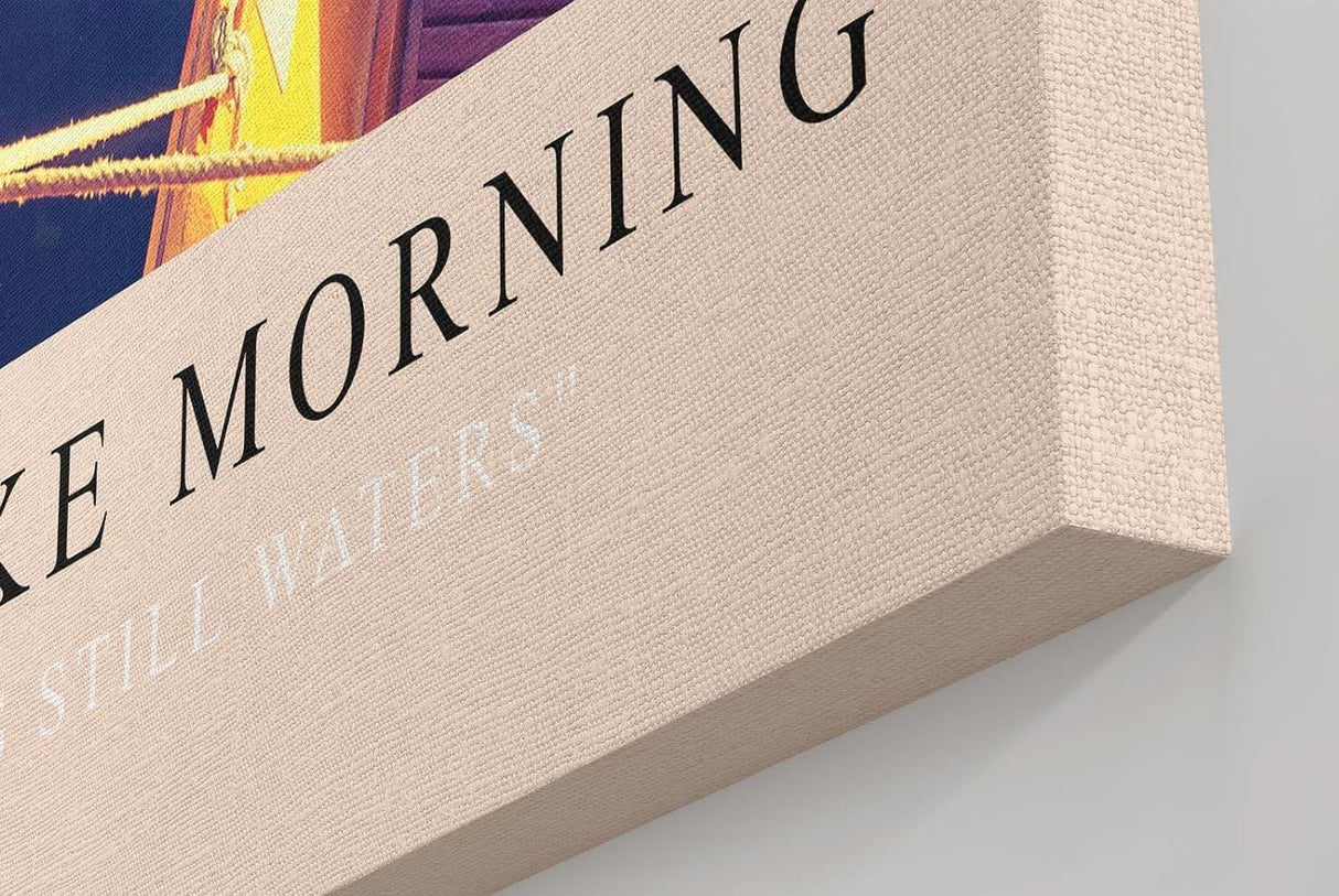 Paul Sinus Kunstdruck 40x60cm Mountain Lake Morning mit Booten und Sonnenaufgang am See