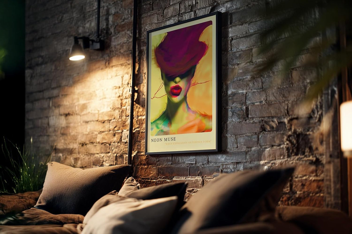 Paul Sinus Kunstdruck 40x60cm Neon Muse Pop Art Porträt in Neonfarben When Expression Outshines Form